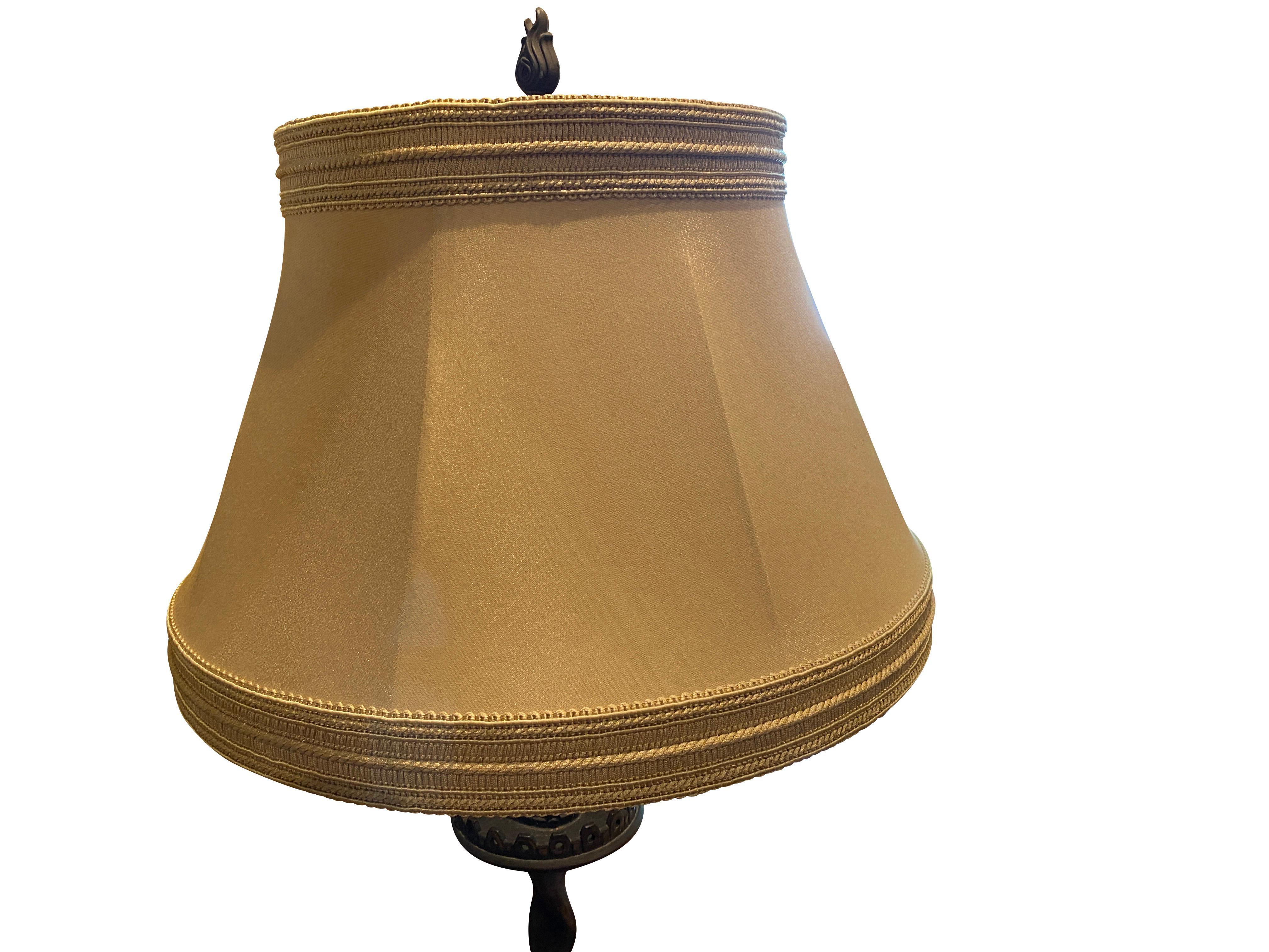 American Pair of Oscar Bach Bronze Table Lamps For Sale