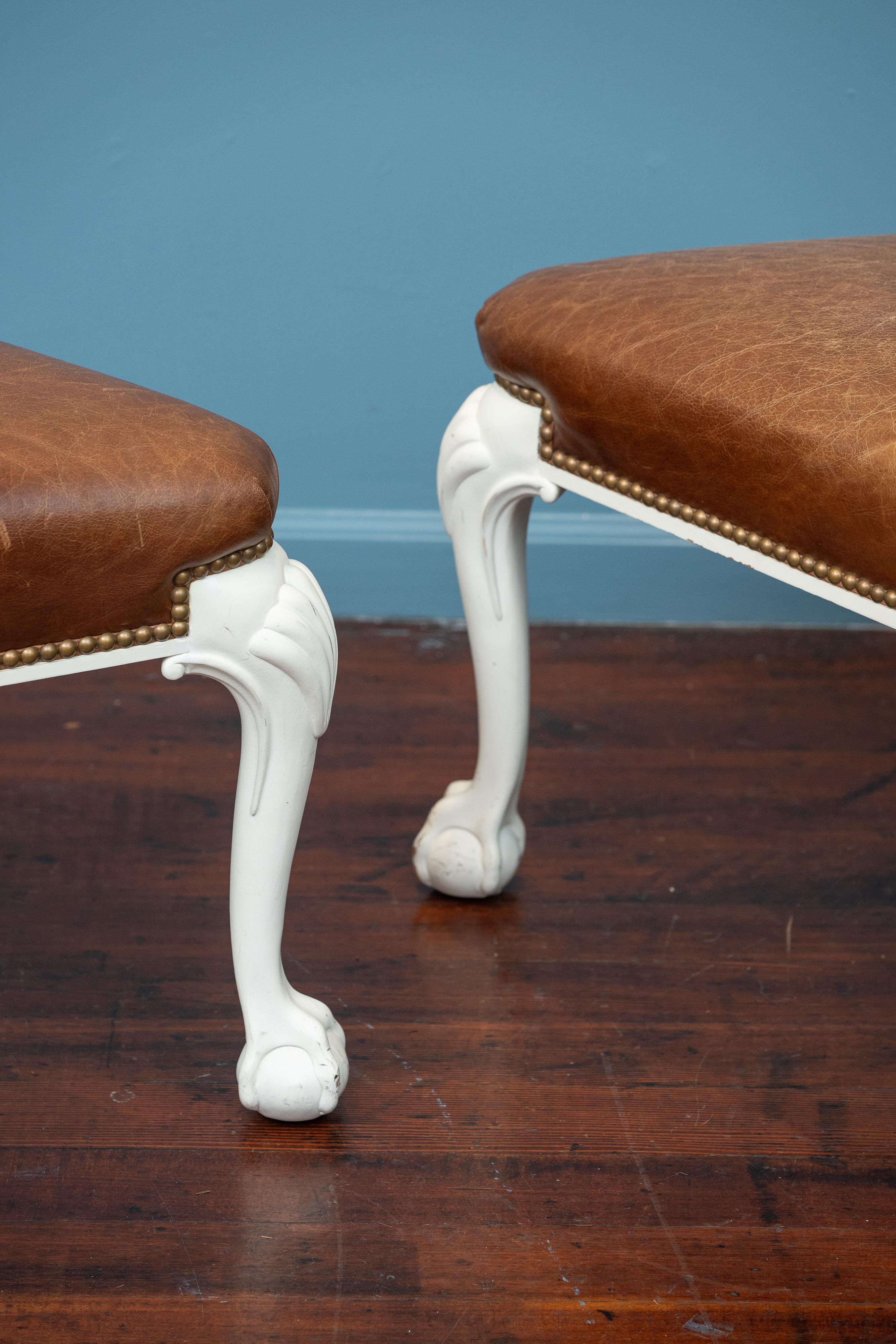 Chippendale Pair of Oscar de la Renta Ottoman For Sale