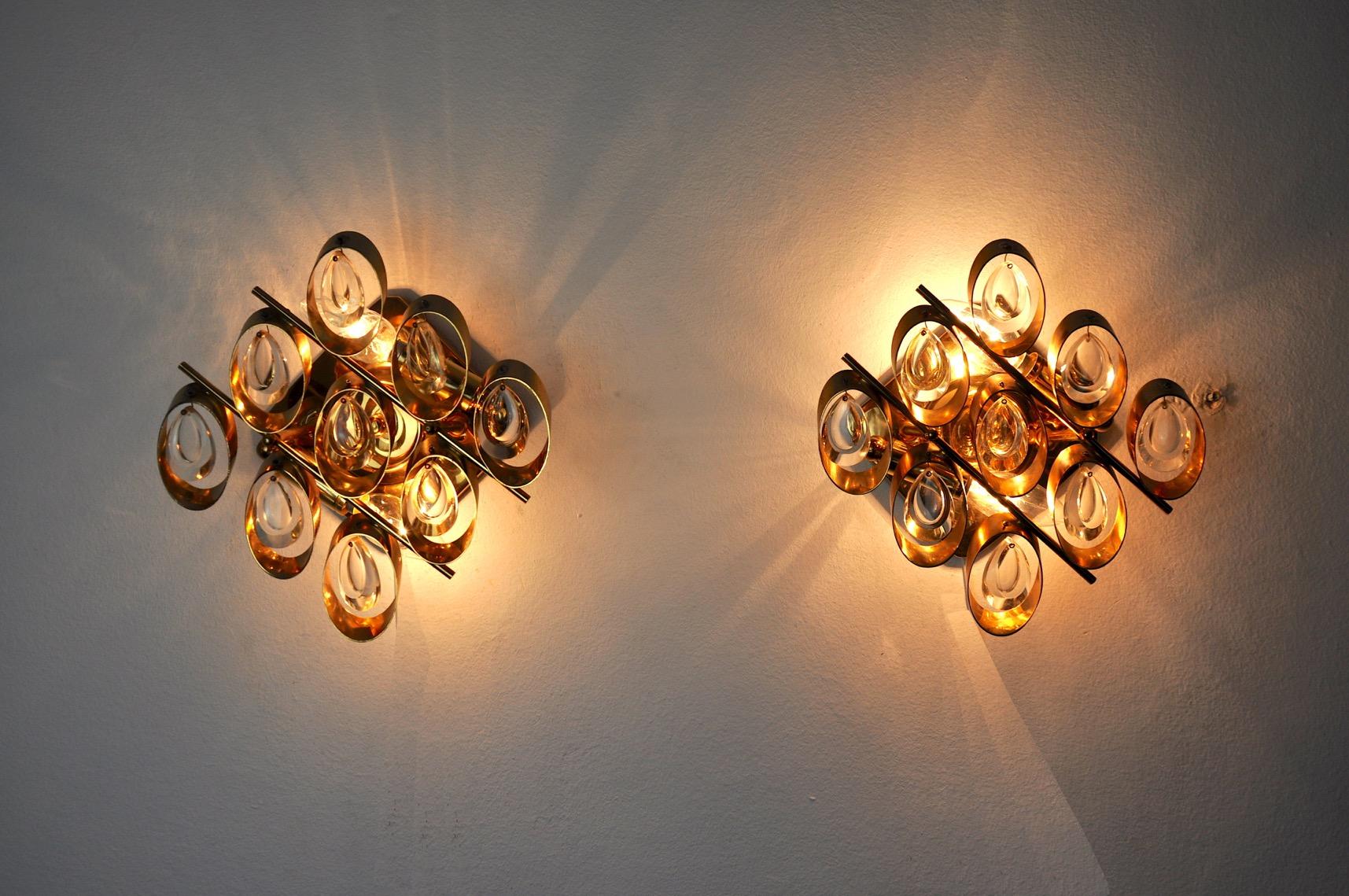 Pair of oscar torlasco sconces, italy, 1970 In Good Condition For Sale In BARCELONA, ES