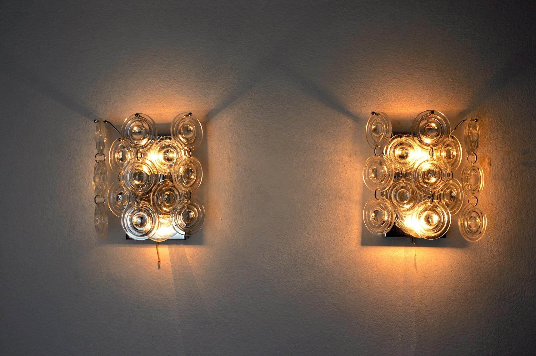 Pair of oscar torlasco sconces, murano glass, italy, 1970 In Good Condition For Sale In BARCELONA, ES