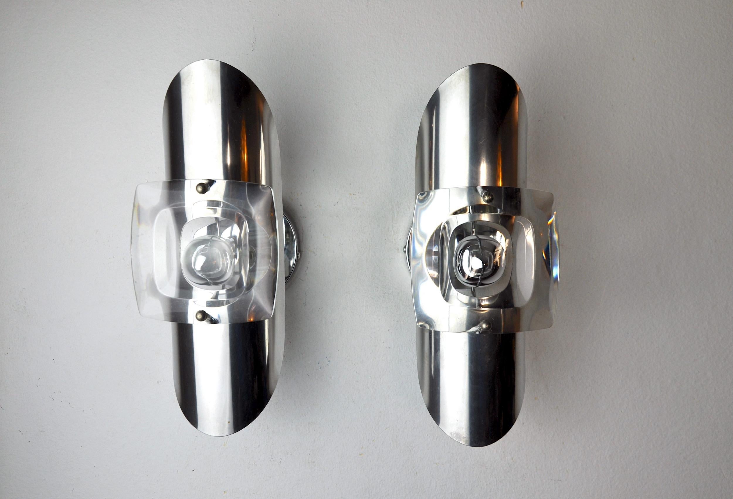 Hollywood Regency Pair of Oscar Torlasco Wall Lamps, Murano Glass, Italy, 1970 For Sale