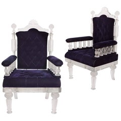 Pair of Osler Style Cut-Glass Throne Chairs
