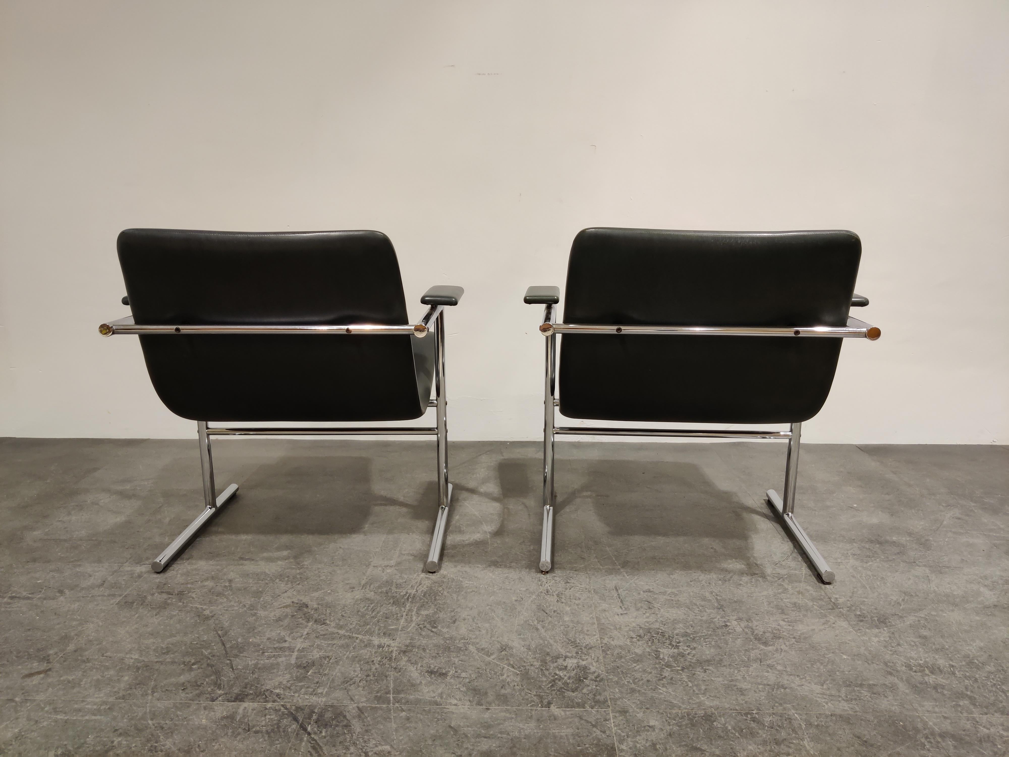Belgian Pair of Oslo Lounge Chairs by Rudi Verelst, 1970s