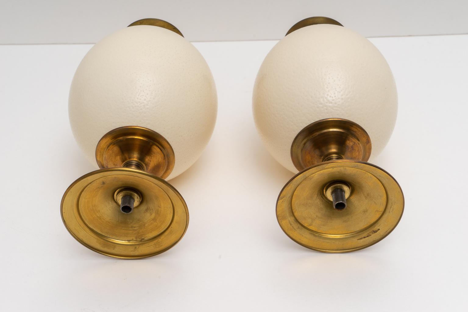 Pair of Ostrich Egg Candleholders In Good Condition In West Palm Beach, FL