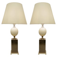 Pair of Ostrich Egg Lamp in Maison Jansen Style