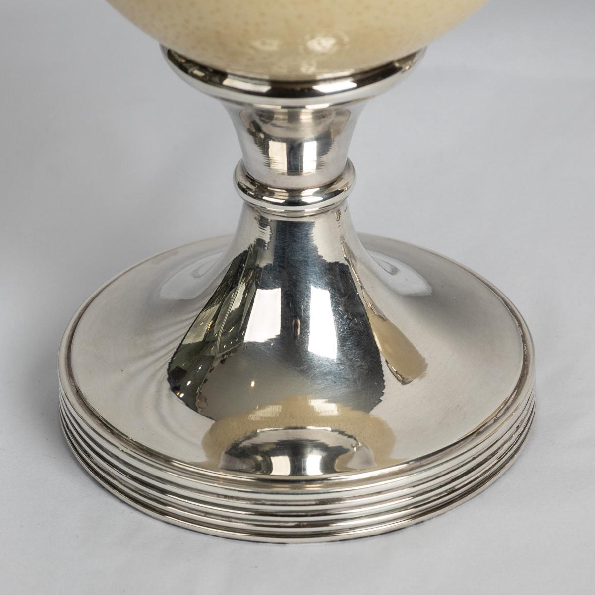 Pair Of Ostrich Egg Mounted Silver Plate Candlesticks, Anthony Redmile c.1970 For Sale 3
