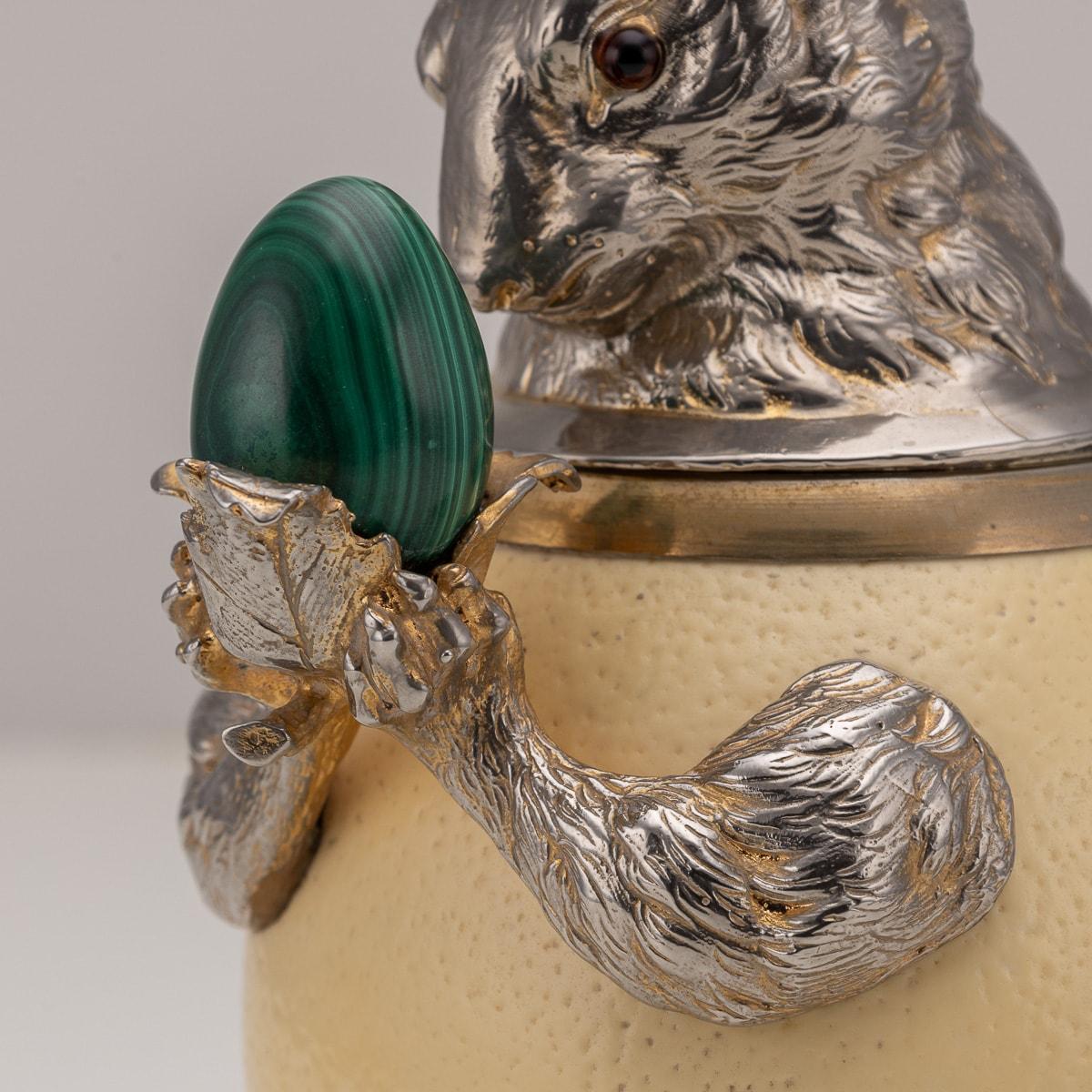 Pair Of Ostrich Egg Mounted Silver Plate Squirrels By Anthony Redmile, c.1970 13