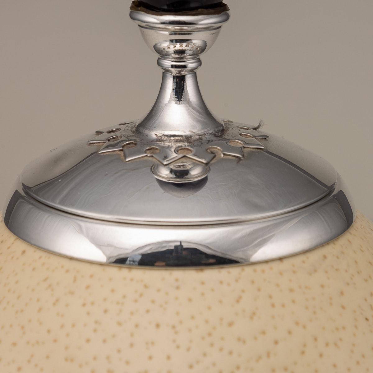 Pair Of Ostrich Egg Mounted Silver Plate Urns, Anthony Redmile c.1970 12