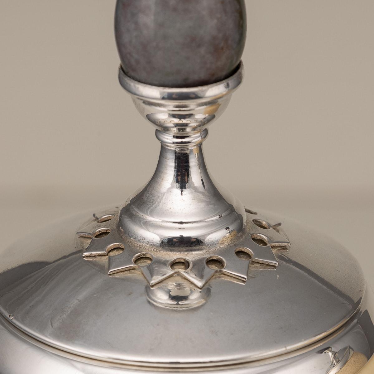 Pair Of Ostrich Egg Mounted Silver Plate Urns, Anthony Redmile c.1970 2