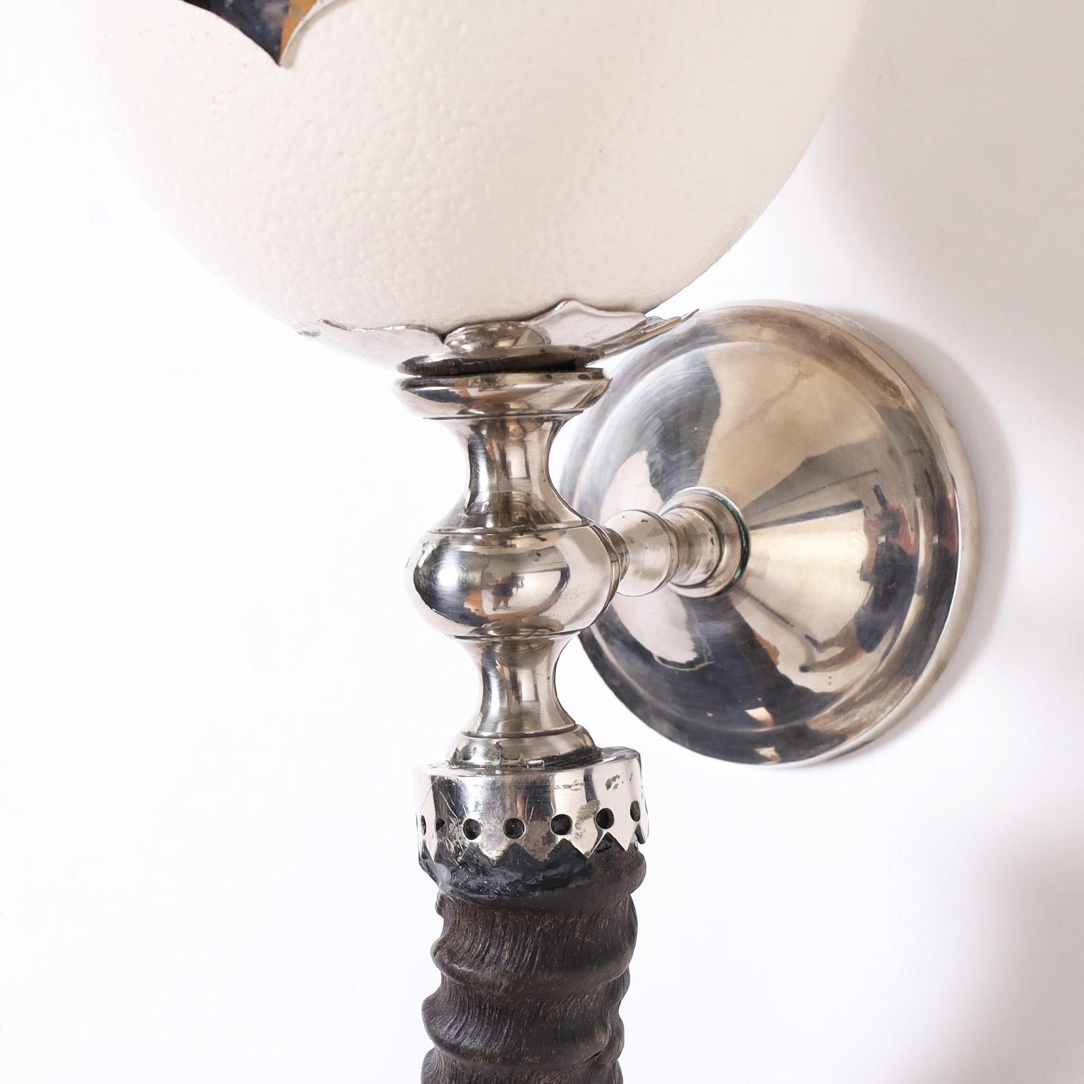 20th Century Pair of Ostrich Egg Wall Sconces by Anthony Redmile For Sale