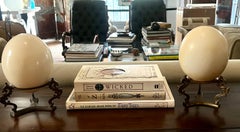 Pair of Ostrich Eggs on Matching Solid Brass Bases