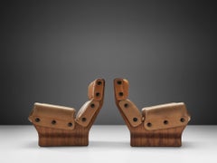 Pair of Osvaldo Borsani 'Canada' Lounge Chair in Two-Tone Leather