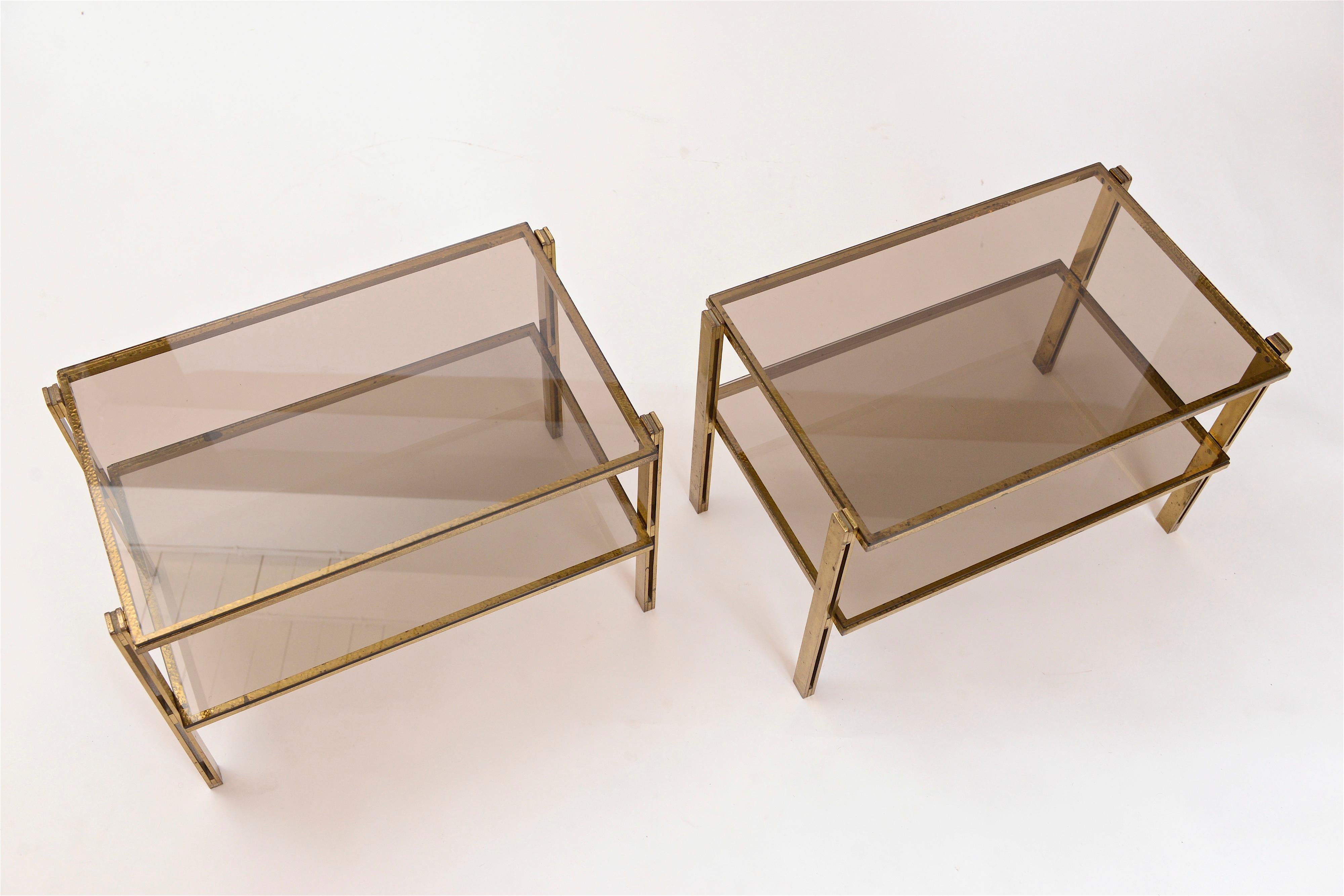 Pair of Hammered Brass Side Tables Attributed to Osvaldo Borsani, circa 1958 For Sale 2