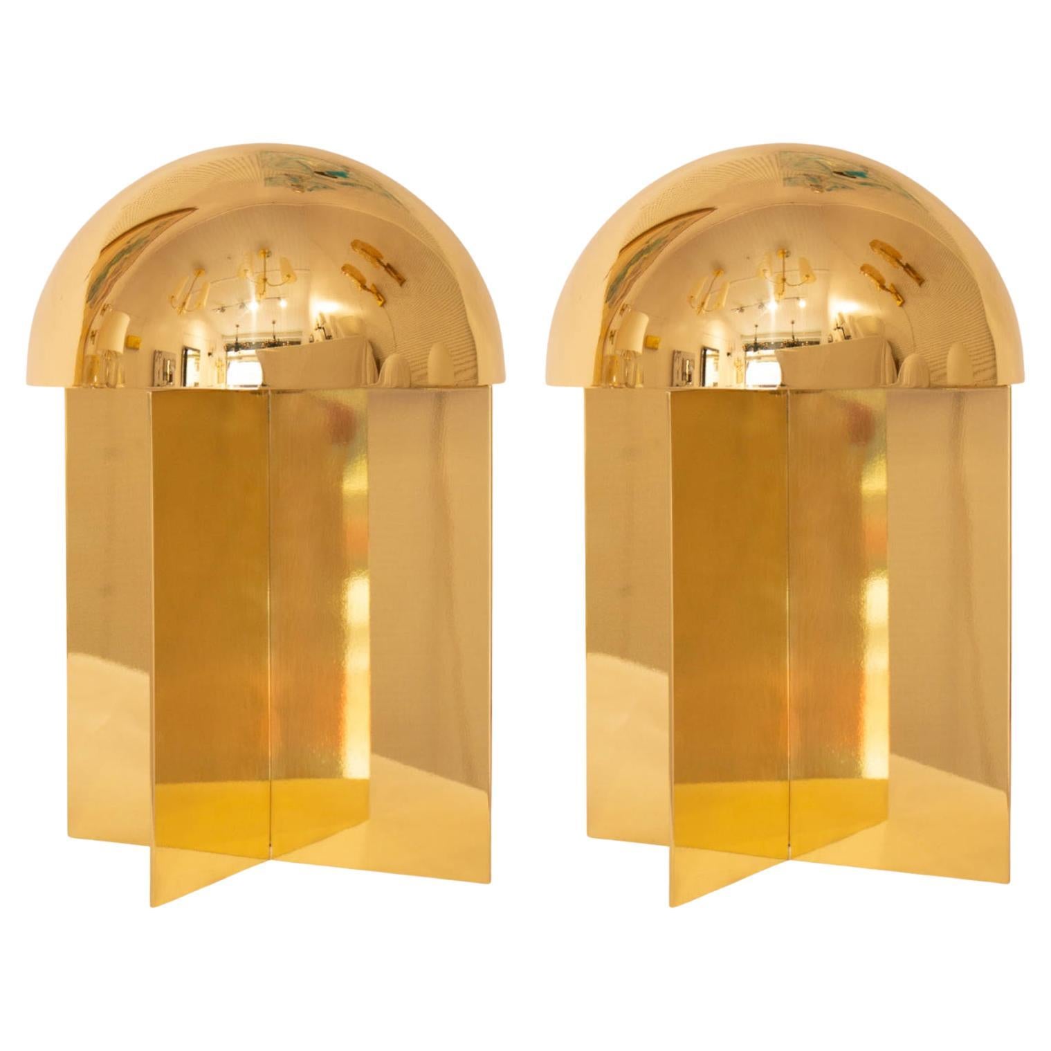 Pair of OTTO brass lamps, ITEM edition, Paris For Sale