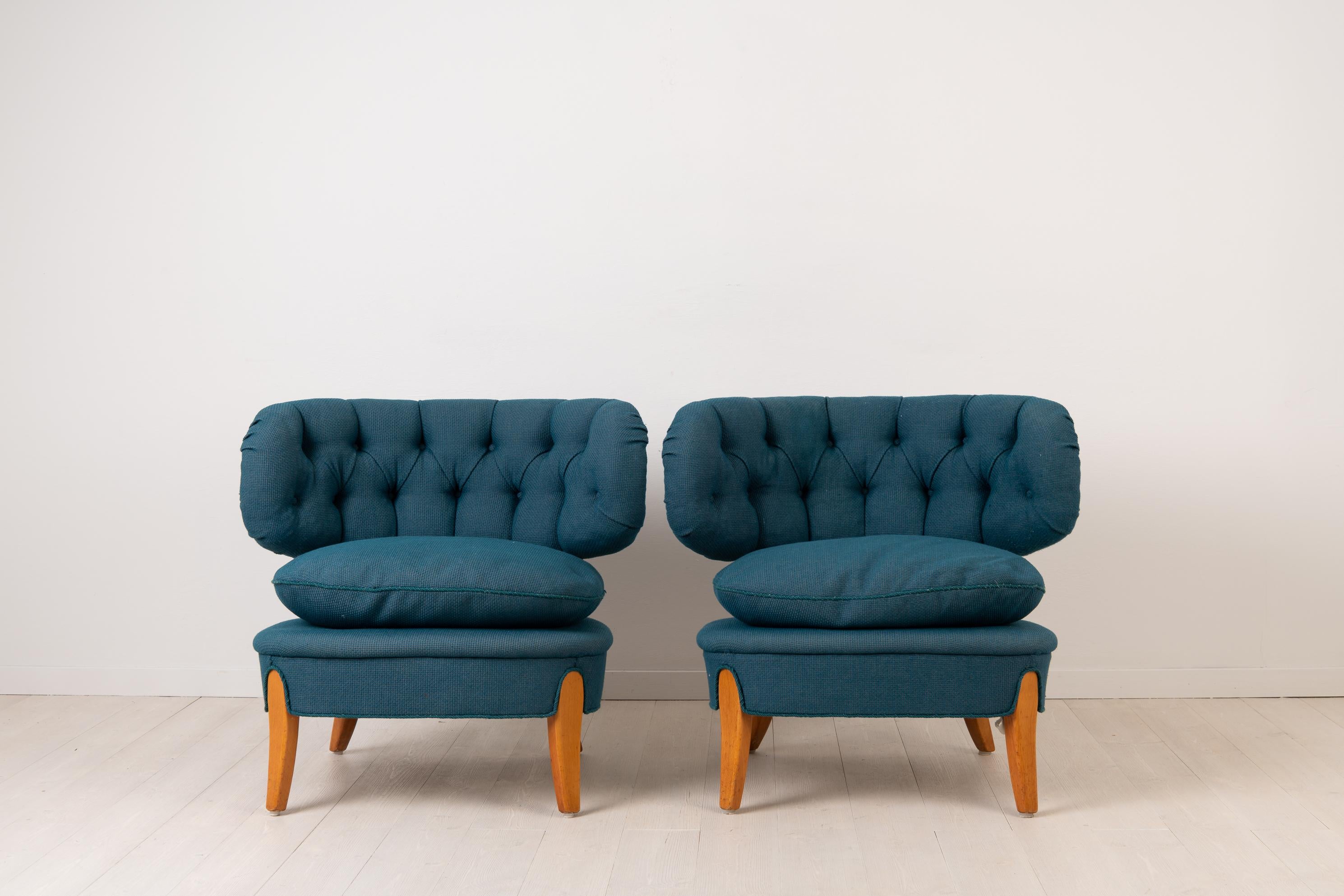Scandinavian Modern Pair of Otto Schulz Easy Lounge Chairs