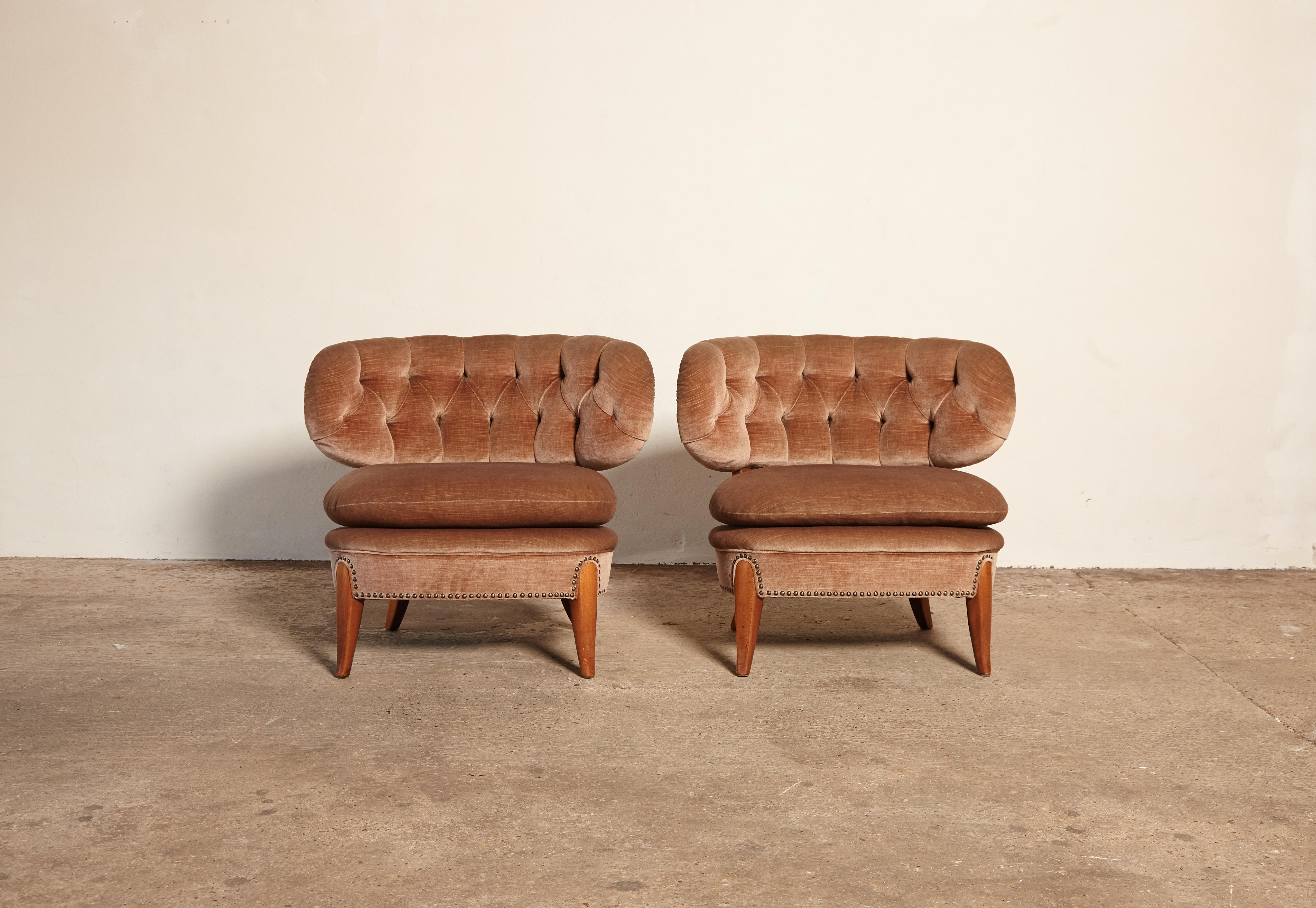 Pair of Otto Schulz 'Schultz' Easy Chairs, Sweden, 1940s-1950s 3