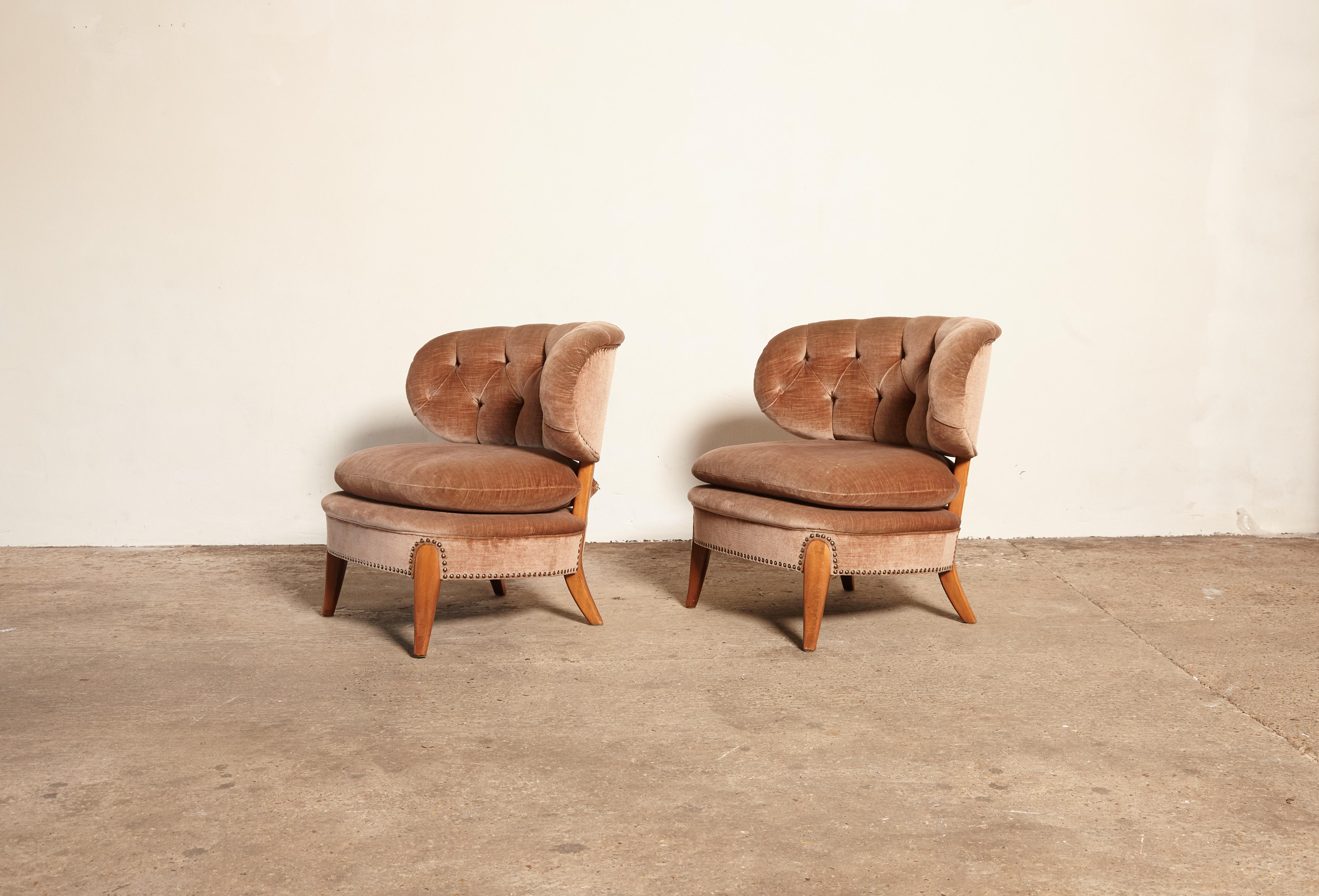 Pair of Otto Schulz 'Schultz' Easy Chairs, Sweden, 1940s-1950s In Good Condition In London, GB