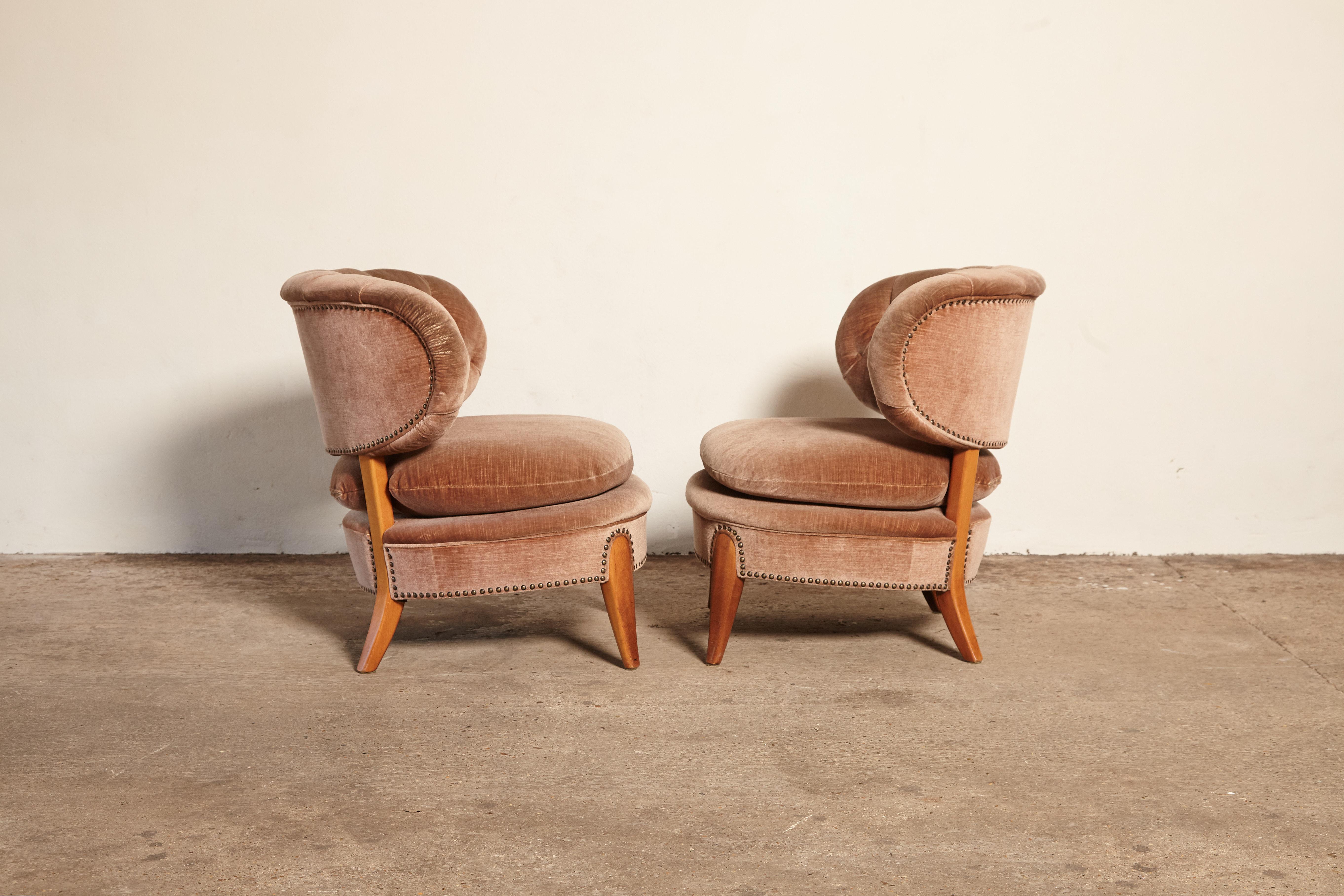 Pair of Otto Schulz 'Schultz' Easy Chairs, Sweden, 1940s-1950s 2
