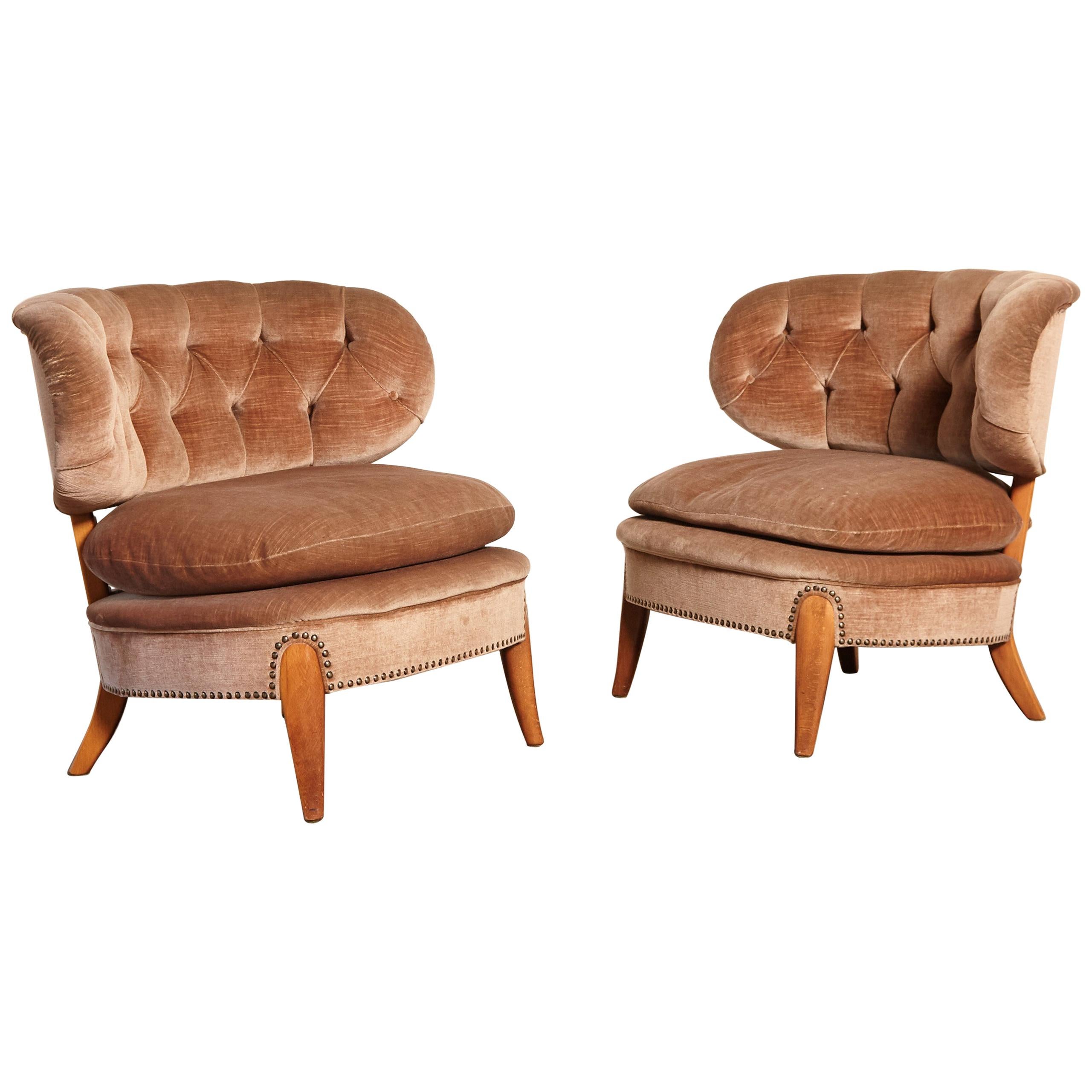 Pair of Otto Schulz 'Schultz' Easy Chairs, Sweden, 1940s-1950s