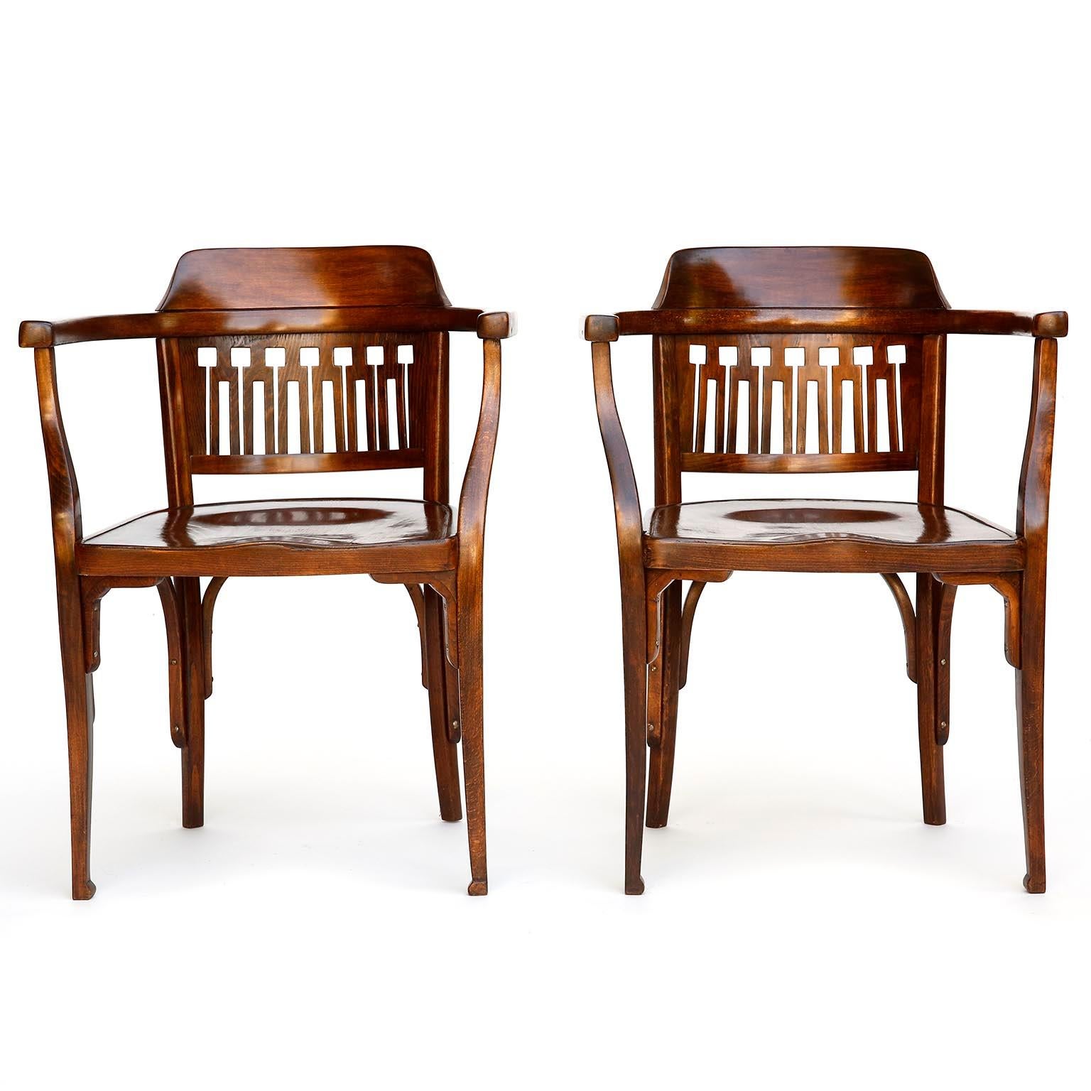 Pair of Otto Wagner Chairs Armchairs by J.&J. Kohn, Austria, Vienna Secession In Excellent Condition In Hausmannstätten, AT