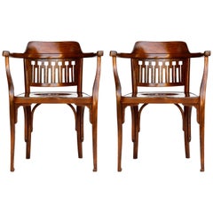 Pair of Otto Wagner Chairs Armchairs by J.&J. Kohn, Austria, Vienna Secession