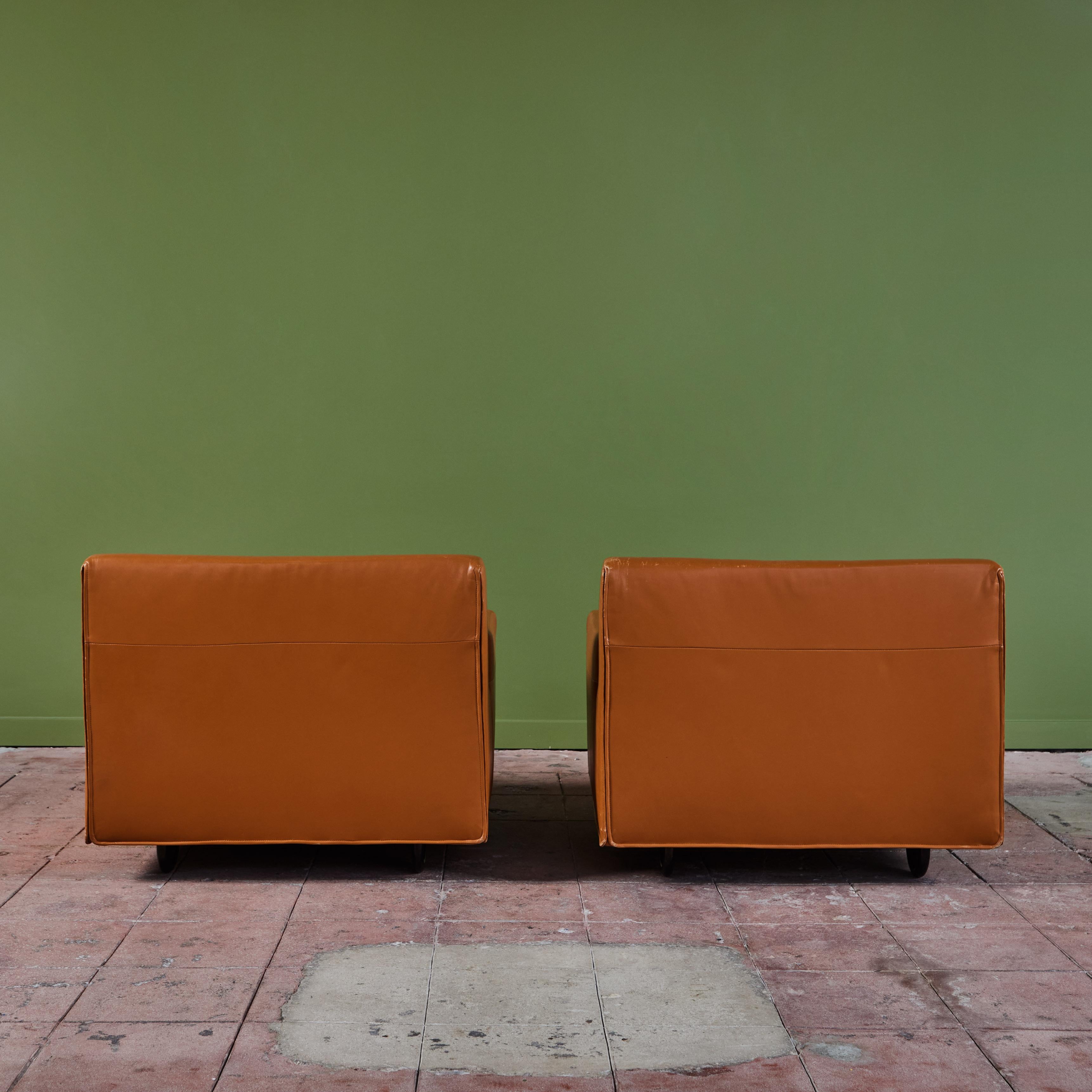Leather Pair of Otto Zapf Lounge Chairs for Knoll For Sale