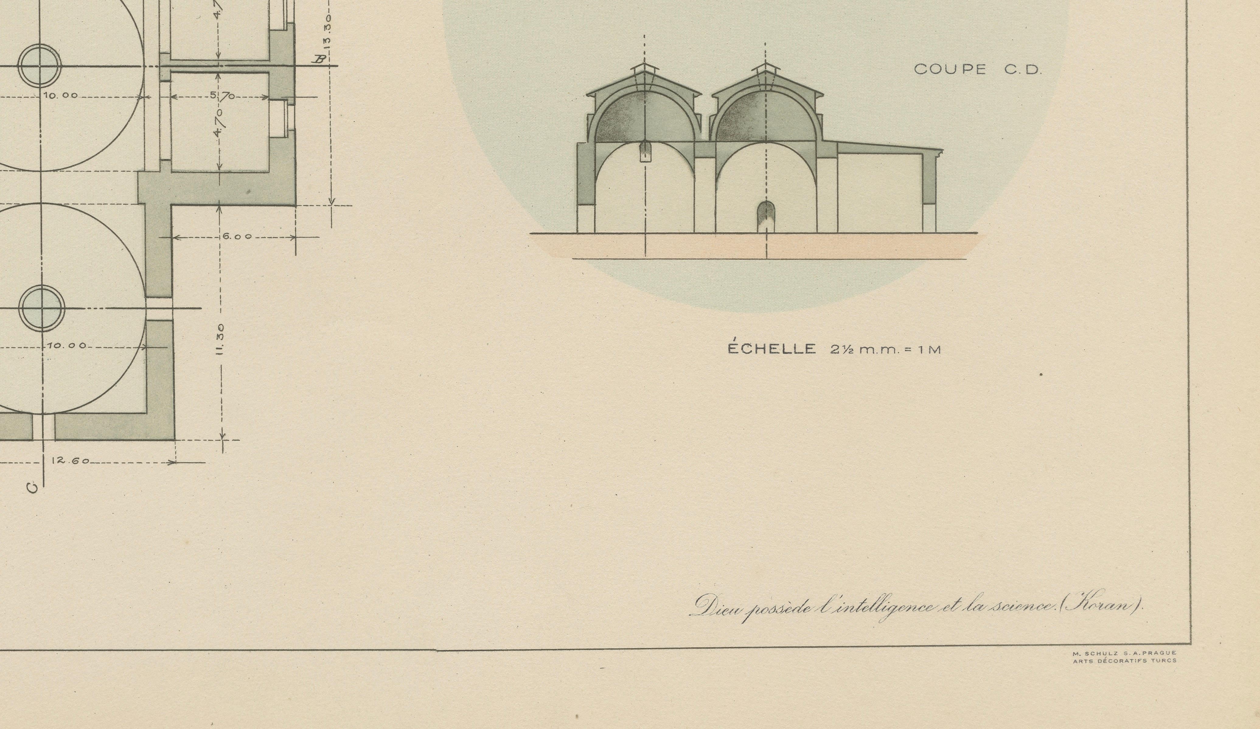 Pair of Ottoman Hammam Architectural Plans, Bursa Thermal Baths, Published 1924