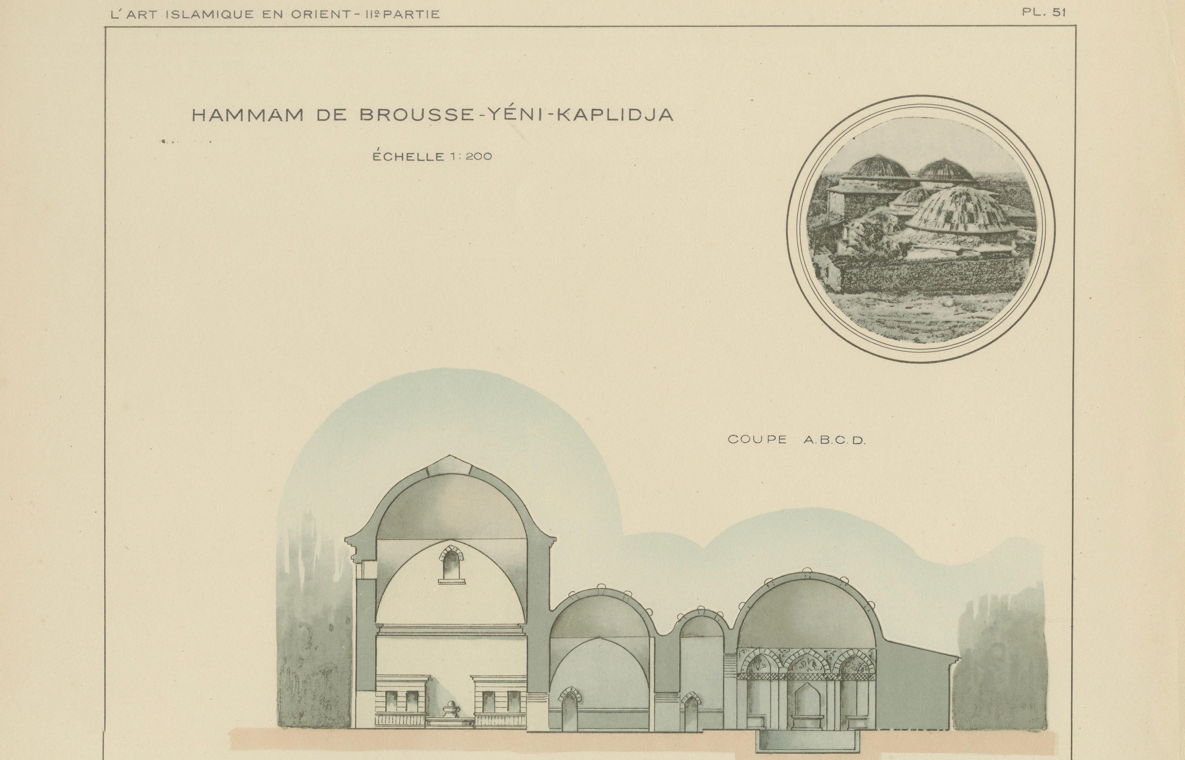 Pair of Ottoman Hammam Architectural Plans, Bursa Thermal Baths, Published 1924