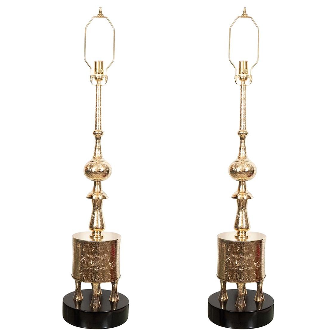 Pareja de Lámparas de Mesa Estilo "Otomano