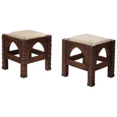 Pair of Ottomans in Oak by Ernesto Valabrega