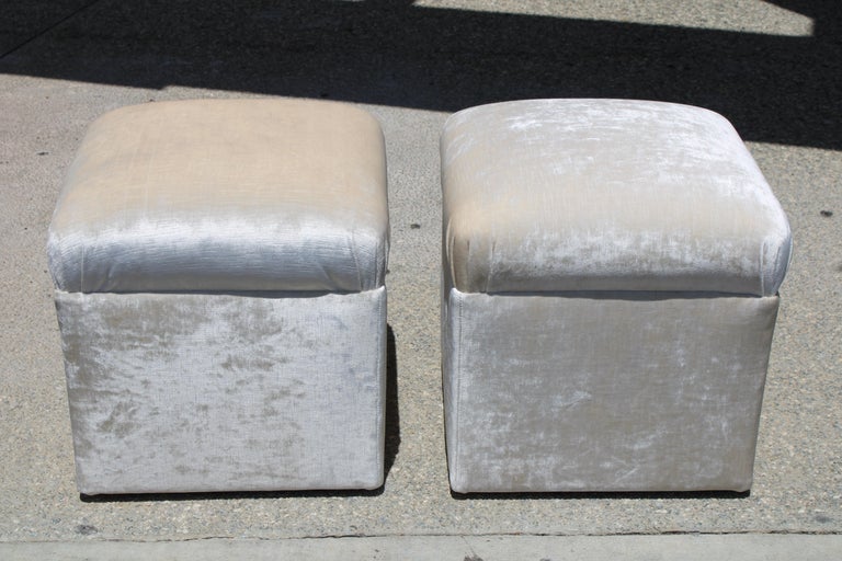 Pair of Ottomans on Rollers For Sale at 1stDibs