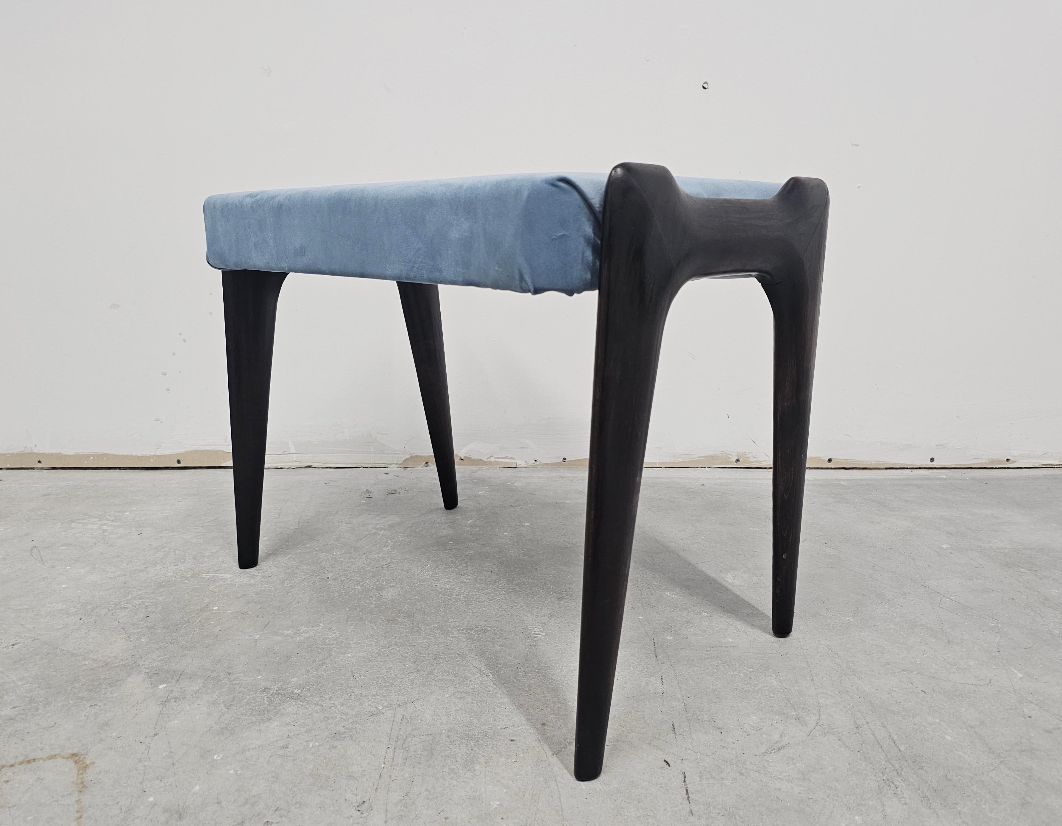 Pair of Ottomans or Stools in baby blue velvet designed by Ico Parisi In Good Condition In Beograd, RS