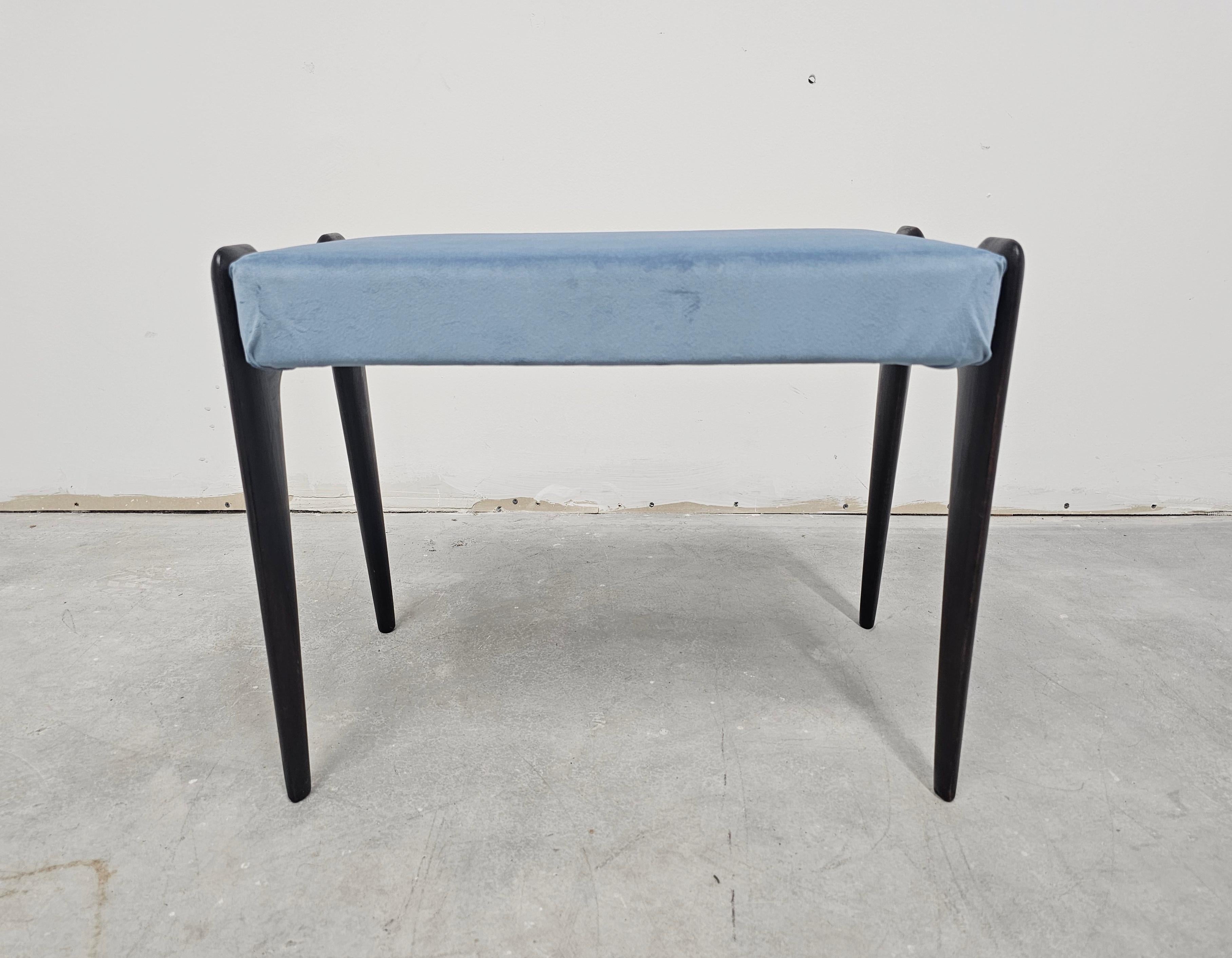 Pair of Ottomans or Stools in baby blue velvet designed by Ico Parisi 1