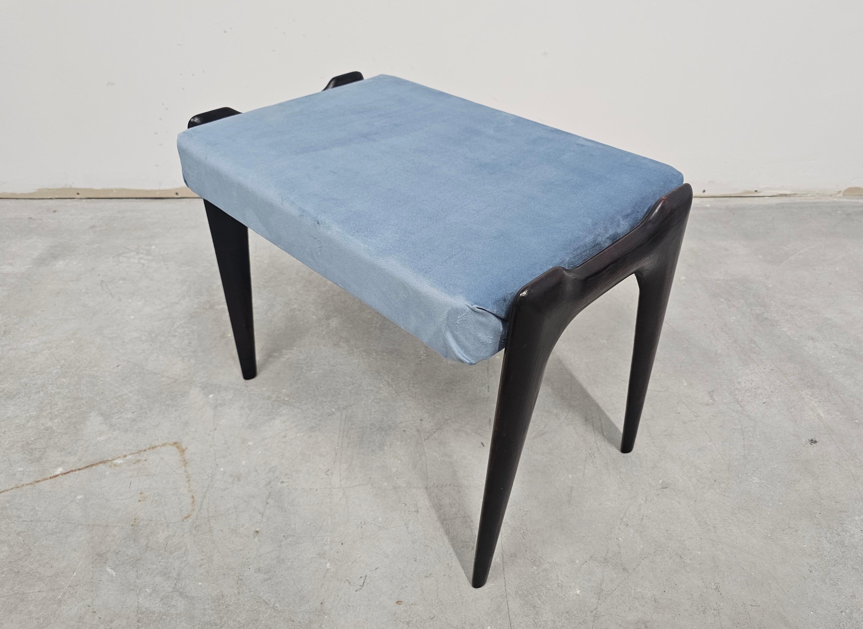 Pair of Ottomans or Stools in baby blue velvet designed by Ico Parisi 2