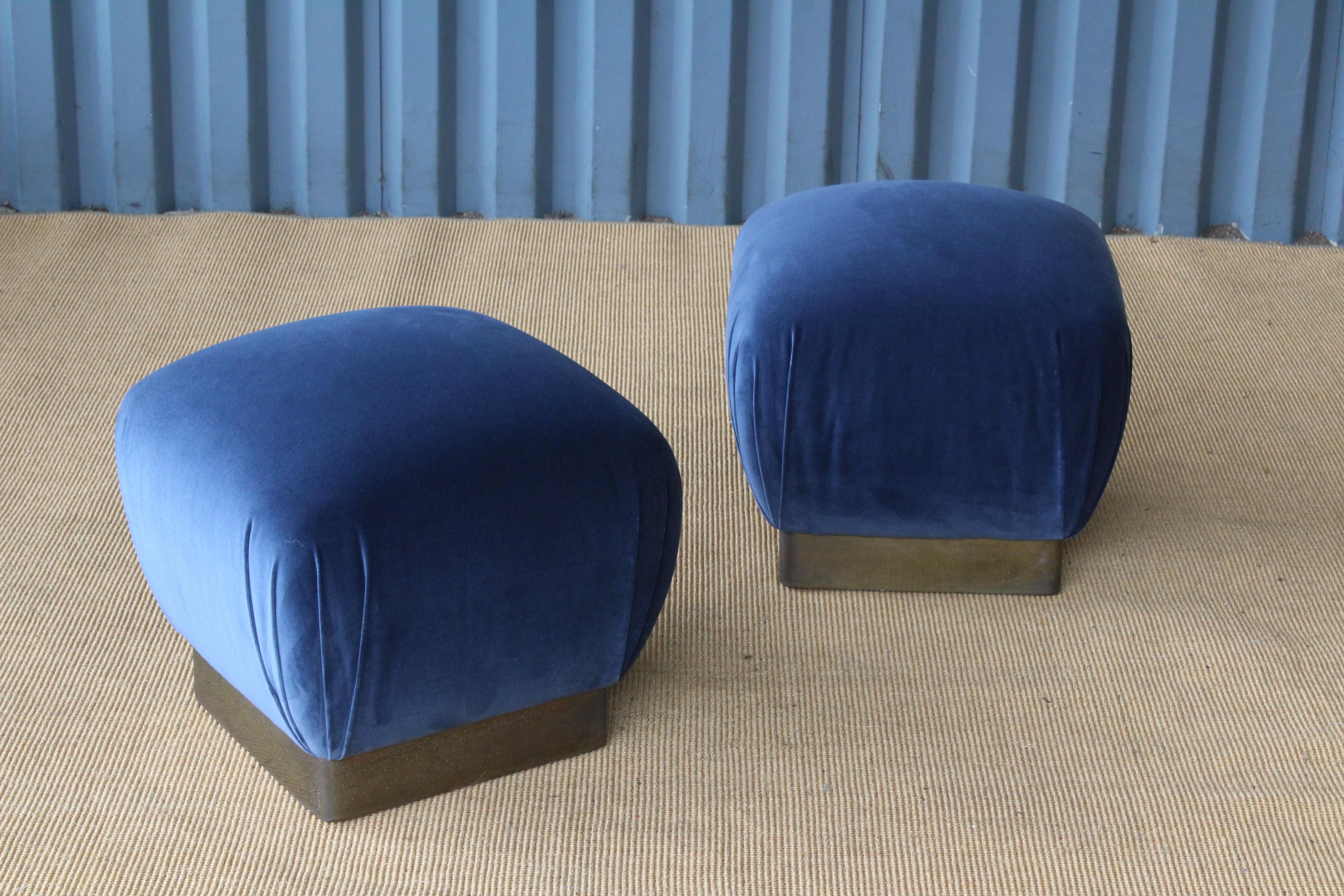 American Pair of Ottomans or Stools in the Style of Karl Springer, 1970s