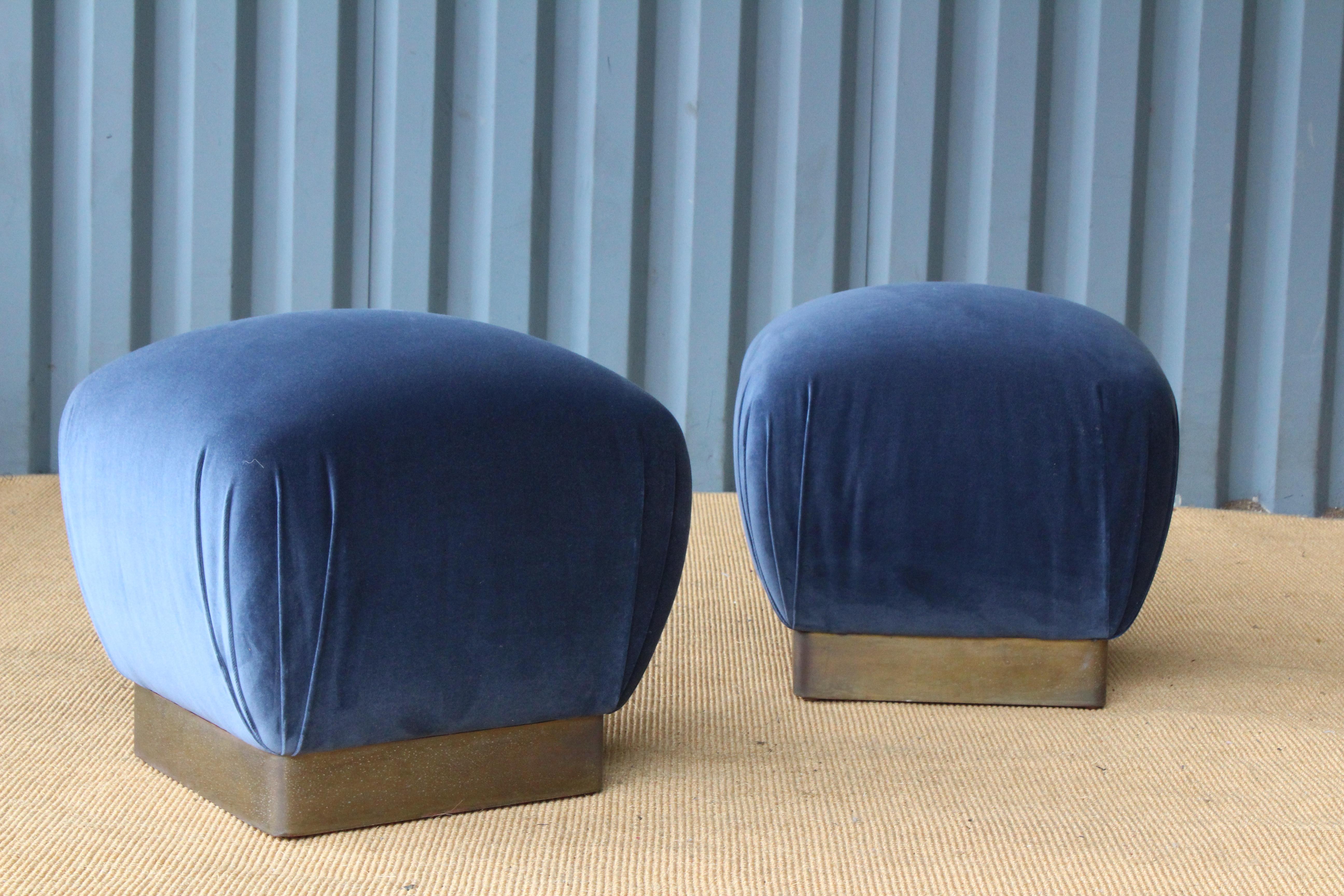 Pair of Ottomans or Stools in the Style of Karl Springer, 1970s In Good Condition In Los Angeles, CA