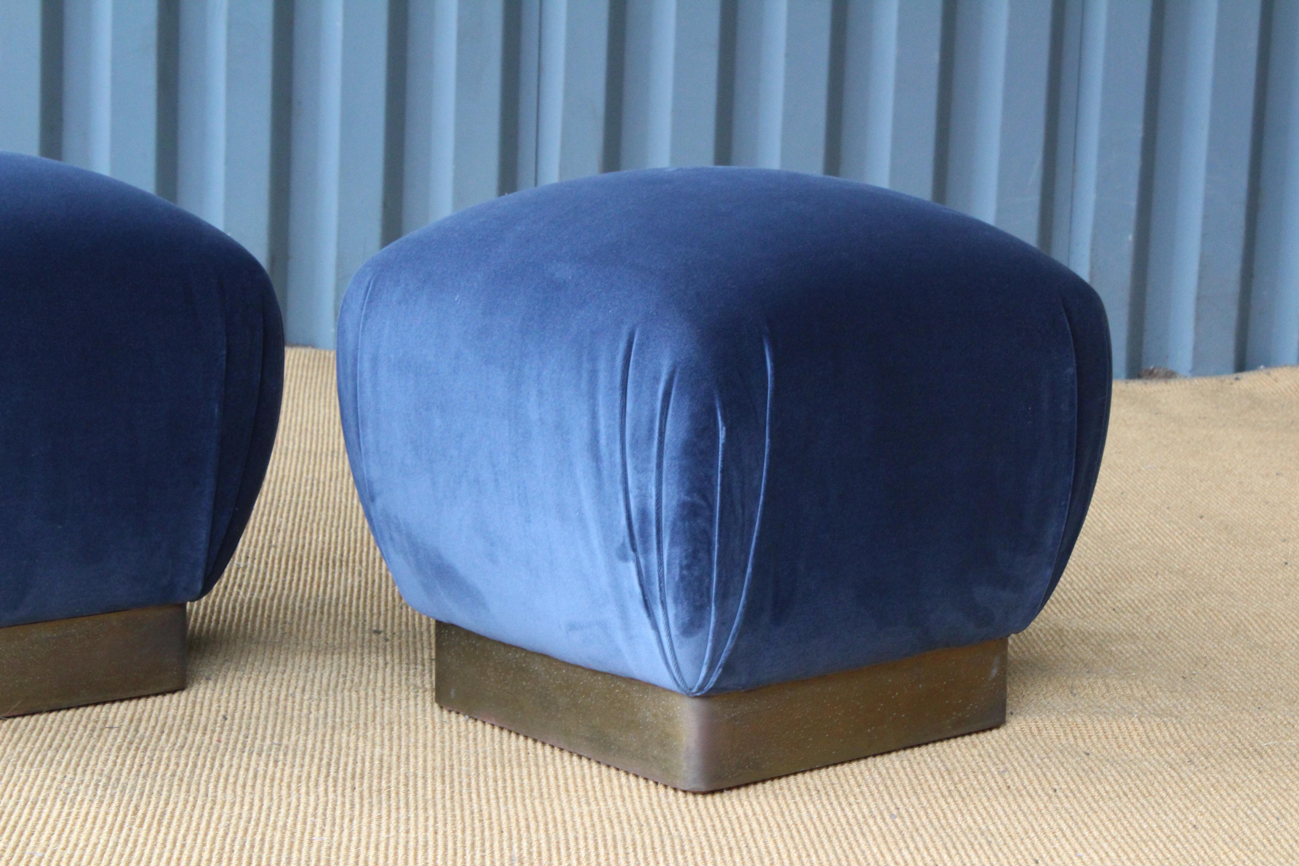 Pair of Ottomans or Stools in the Style of Karl Springer, 1970s (Ende des 20. Jahrhunderts)