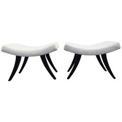 Pair of Ottomans or Stools with Saber Legs Modern