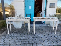 Pair of Our Custom Carved & Custom Painted Greek Key Consoles Zebra Covered Tops