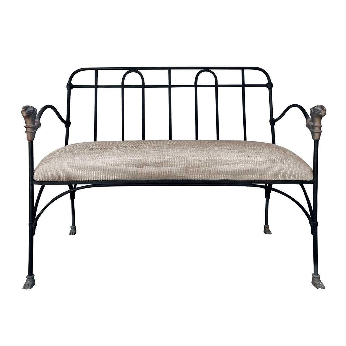 American Pair of Outdoor, Indoor J-Art Iron Co Settees with Lion Heads For Sale
