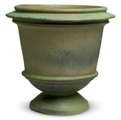 Pair of Outdoor Ceramic Planters in Green Finish