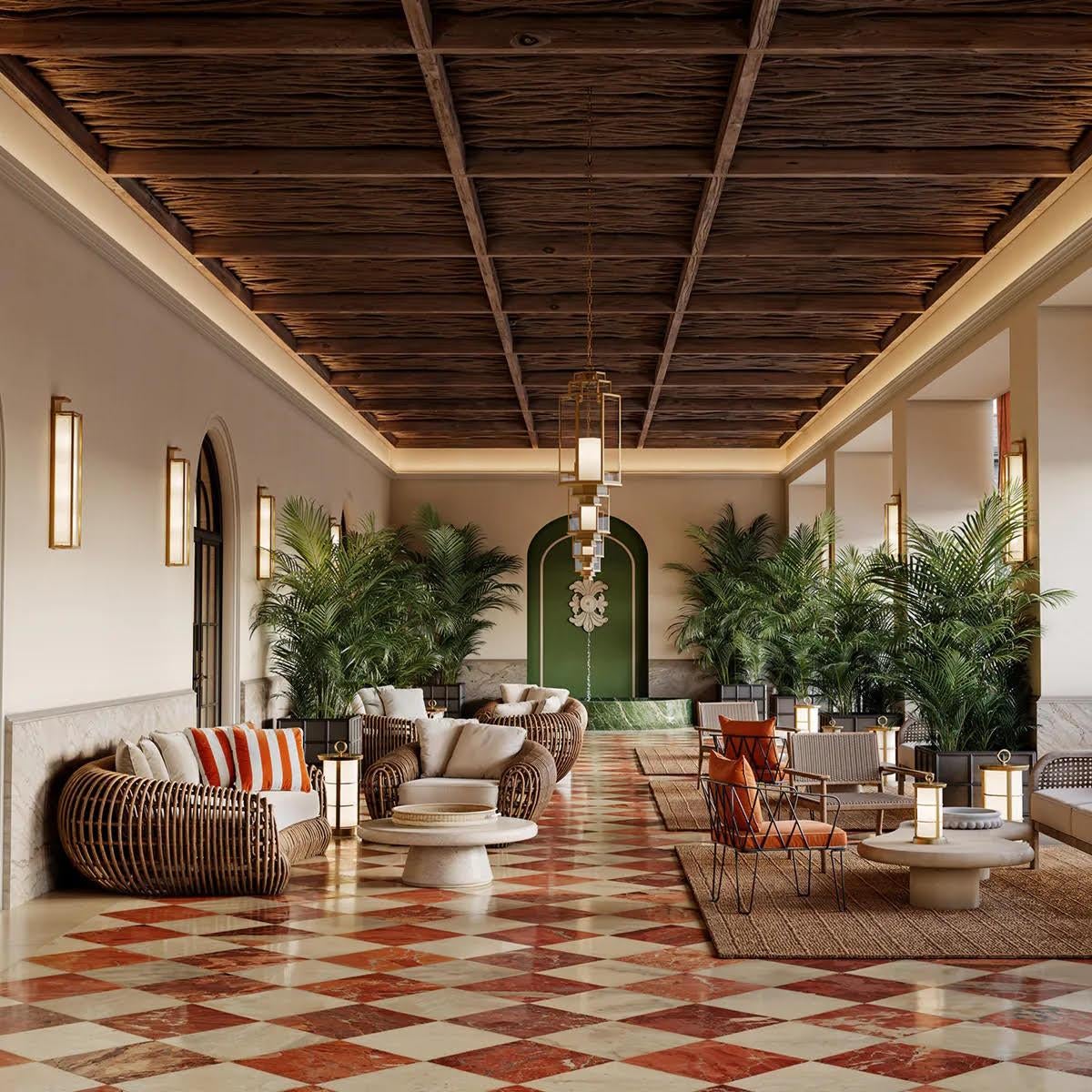 Moderne Paire de chaises d'extérieur, finition noire, tissu orange. en vente