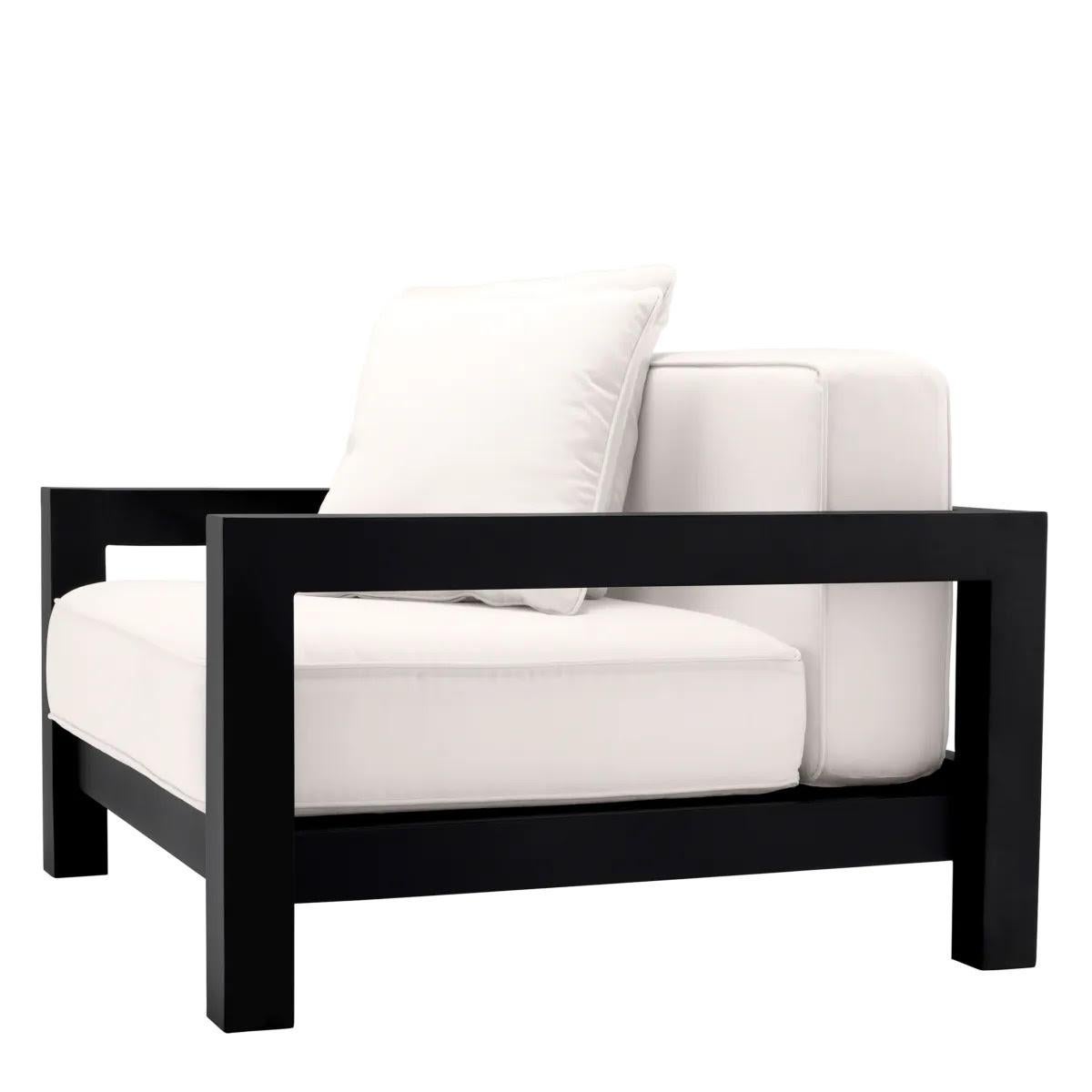 Pareja de Sillas de Exterior, Acabado Negro, Lona Sunbrella, Estructura de Aluminio. en Nuevo estado para la venta en Saint-Ouen, FR