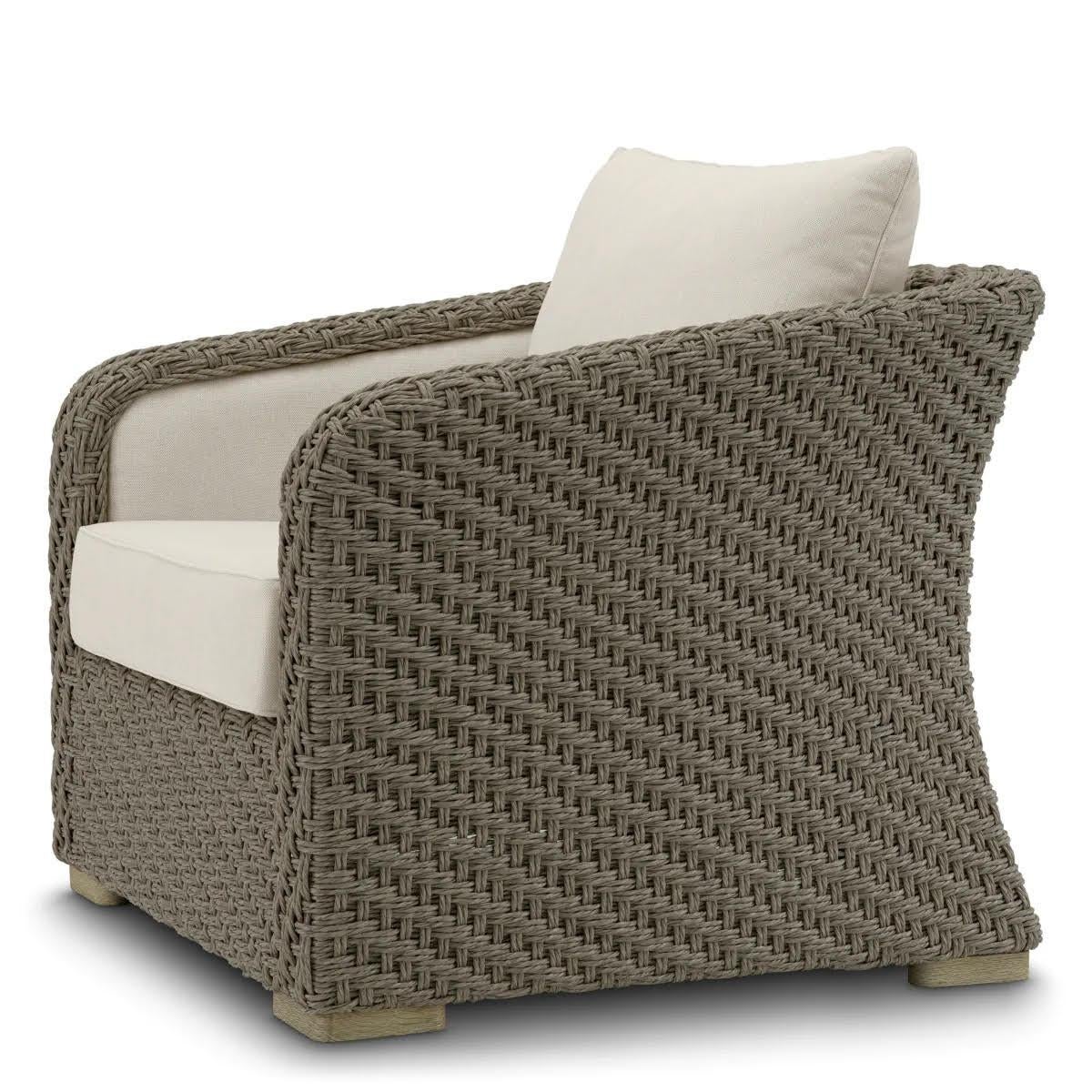 Francese Coppia di sedie da esterno in finto rattan intrecciato, colore viola sabbia. in vendita
