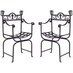 Pair of Outdoor Continental Iron Armchairs