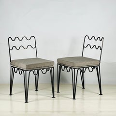 Pair of Outdoor Dark Bronze 'Méandre' Chairs in Stone Grey by Design Frères
