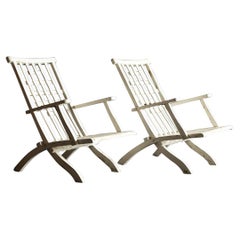 Retro Pair of Outdoor Folding Armchairs by Robert Mallet-Stevens