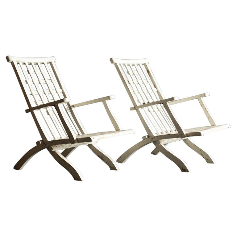 Pair of Outdoor Folding Armchairs by Robert Mallet-Stevens For Sale