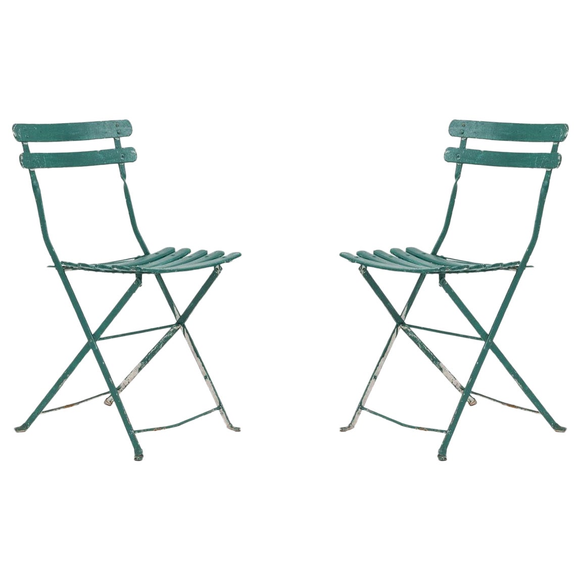 Pair of Outdoor French Iron Side Chairs For Sale