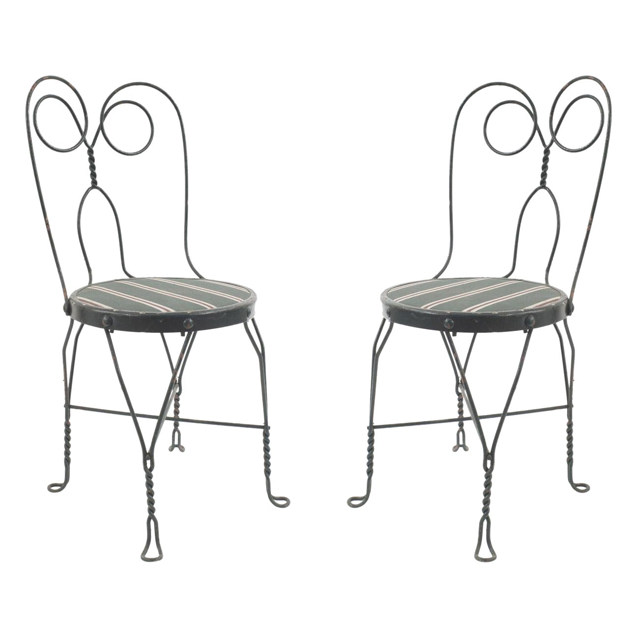 Pair of Outdoor Green Wire Chairs